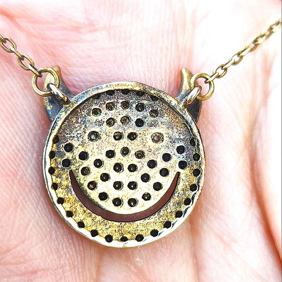 Saks Fifth Avenue SS Vermeil Smiling Devil Necklace w/Swarovski Crystals - Picture 3 of 5